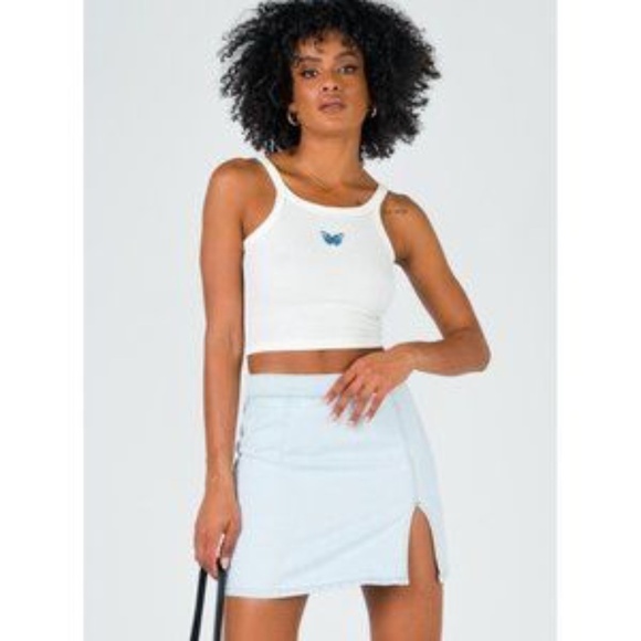 New‎ Princess Polly/Lioness Light Wash Denim Mini Skirt - Picture 2 of 8